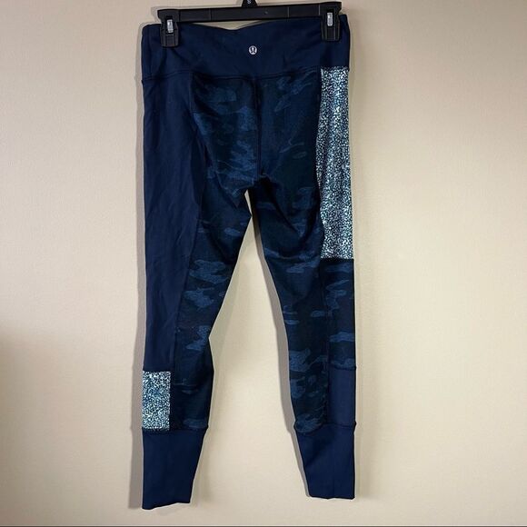 Lululemon Sashiko Blue Camo Patchwork Wunder Under Leggings 6 - Picture 5 of 8